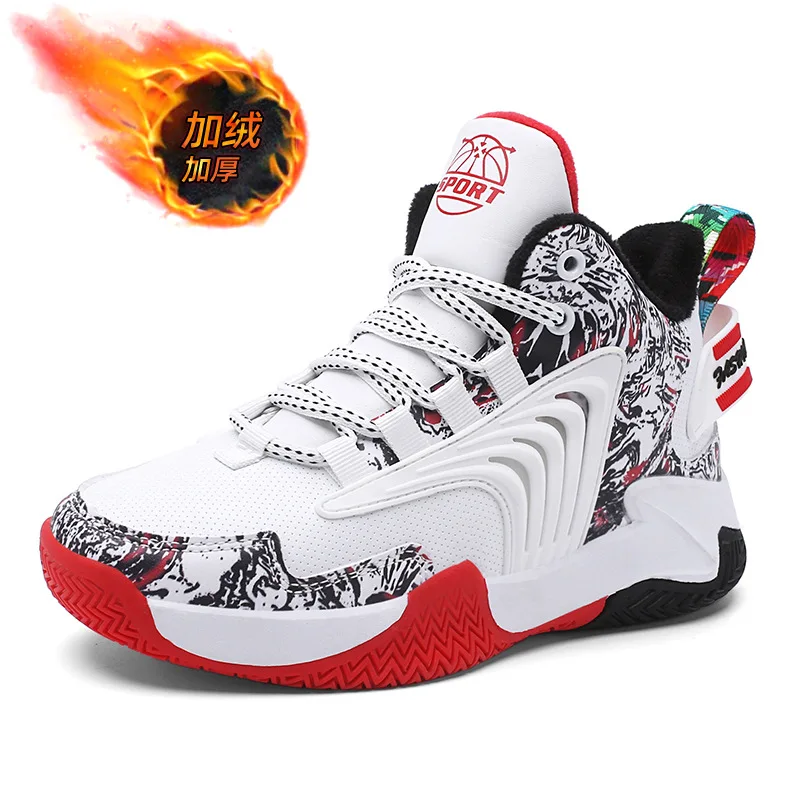 

Детская Баскетбольная обувь весна-зима высококачественные тренировочные кроссовки для мальчиков детская прочная теплая противоскользяща...