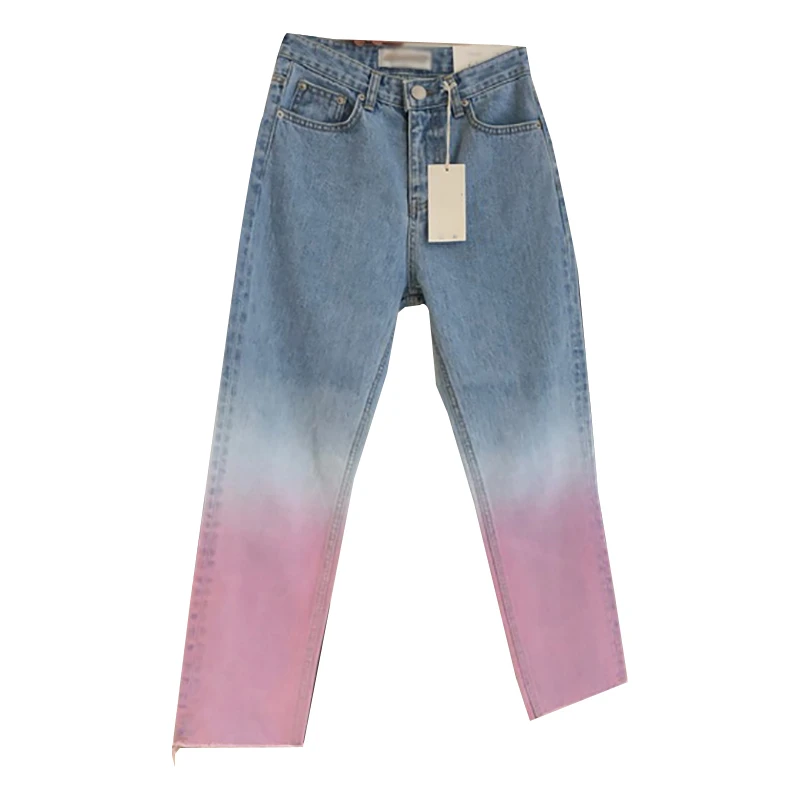 

2021 New Spring autumn Demin Pants Femme Korean Tie dye Women Jeans Pants High Waist Fashion Long Trousers KZ604