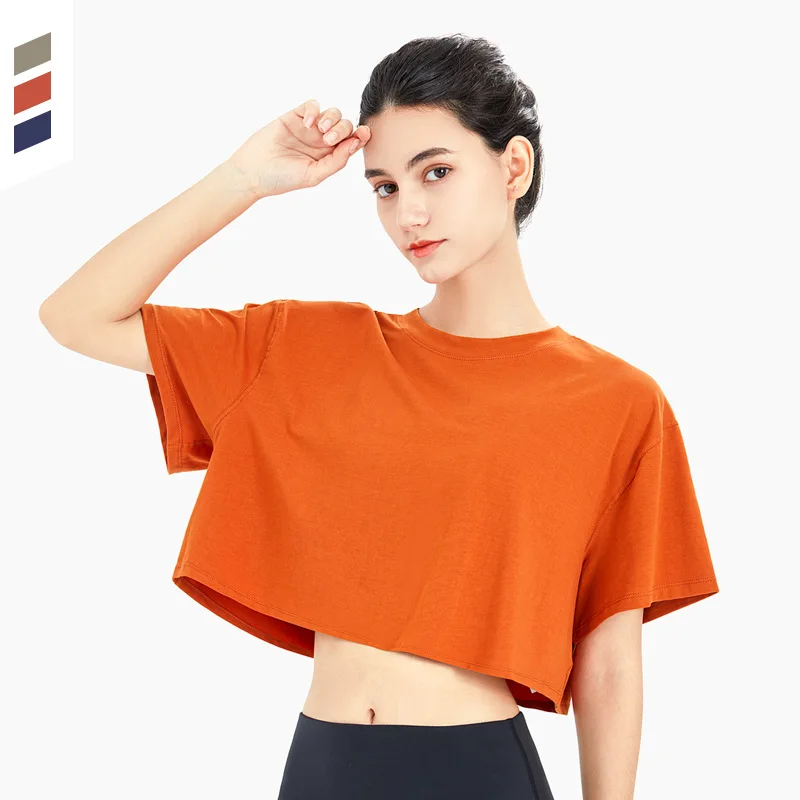 

2021 New Sports Top Women's Running Exercise Fitness Yoga Short Casual Loose Breathable Short Sleeve T-Shirt for Home & Ourdoor