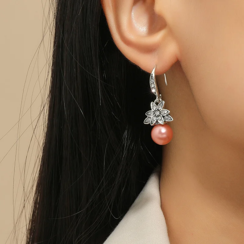 

Серьги-гвоздики Find Me в стиле ретро из горного хрусталя для женщин модные серьги-подвески с имитацией жемчуга ювелирные изделия для вечерино...