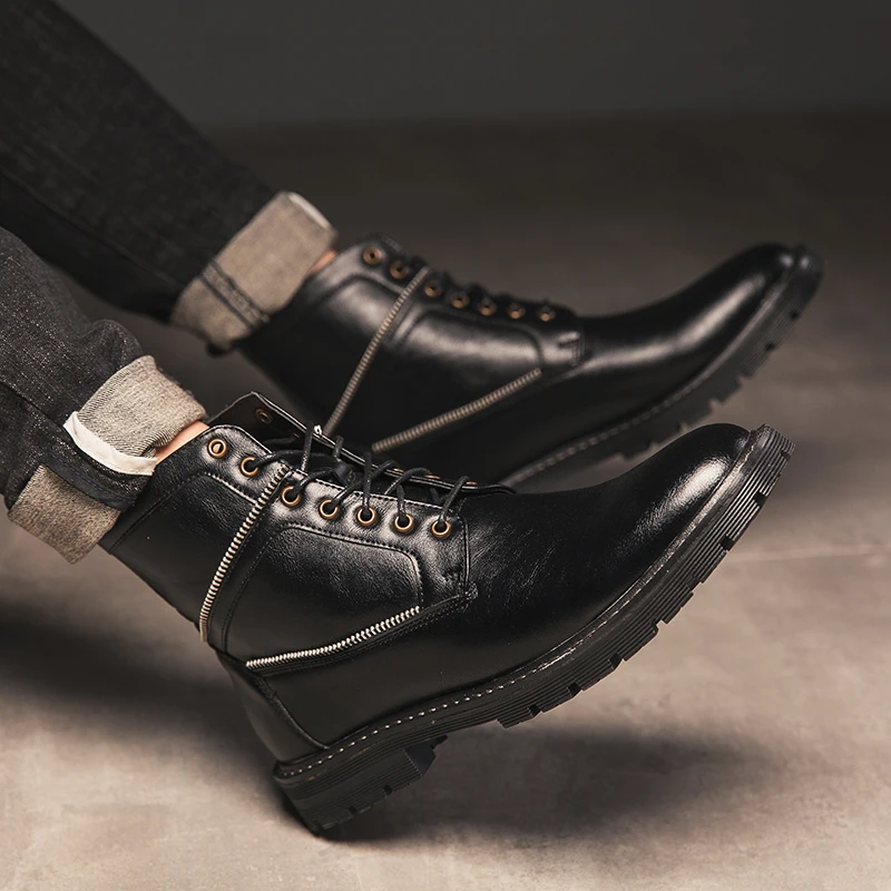 GLAZOV/винтажные мужские ботинки с высоким берцем сезон осень зима полуботинки