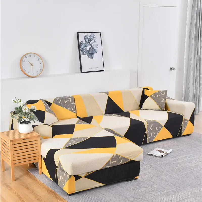 

Square Lattice Printed L Shape Sofa Covers For Living Room Sofa Protector Anti-dust Elastic Stretch Covers For Corner Sofa Cover