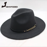 wide brim simple church derby hat panama solid color felt fedora hat for men men and women synthetic wool mixed jazz hat