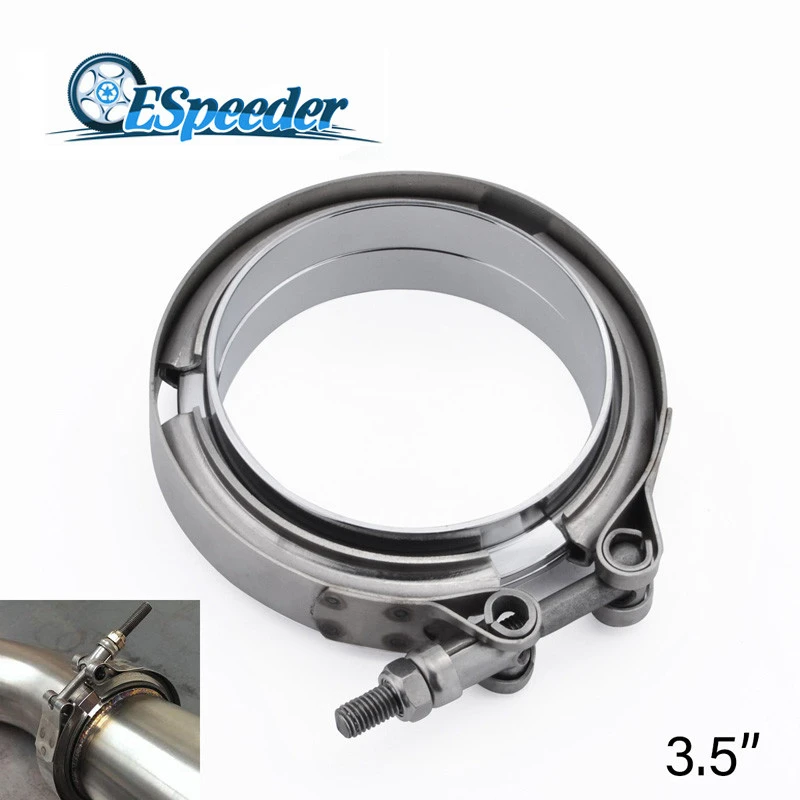 

ESPEEDER 3.5 Inch Silver V Band Flange Stainless Steel Turbo Exhaust V Clamps Kits Suitable For Universal Car Flange Engine Part