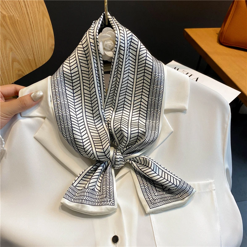 

2021 New Skinny Scarf Hair Bands Women Design Headband Ribbon Neck Kerchief Wraps Bag Wrist Belt Foulard Female Bandana Muffler