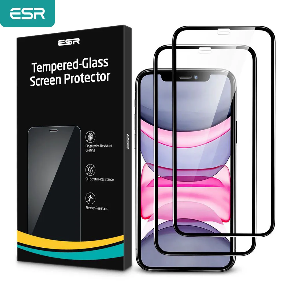 

ESR 2PCS Tempered Glass for iPhone 11 12 13 Pro Max mini Screen Protector Clear Protective Glass for iPhone X XR XS Max Glass
