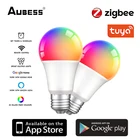Умная лампа Tuya Zigbee 9 Вт с Wi-Fi, Светодиодная лампа E27 RGB с регулируемой яркостью, с приложением Smart Life, голосовым управлением для Google Home, Alexa
