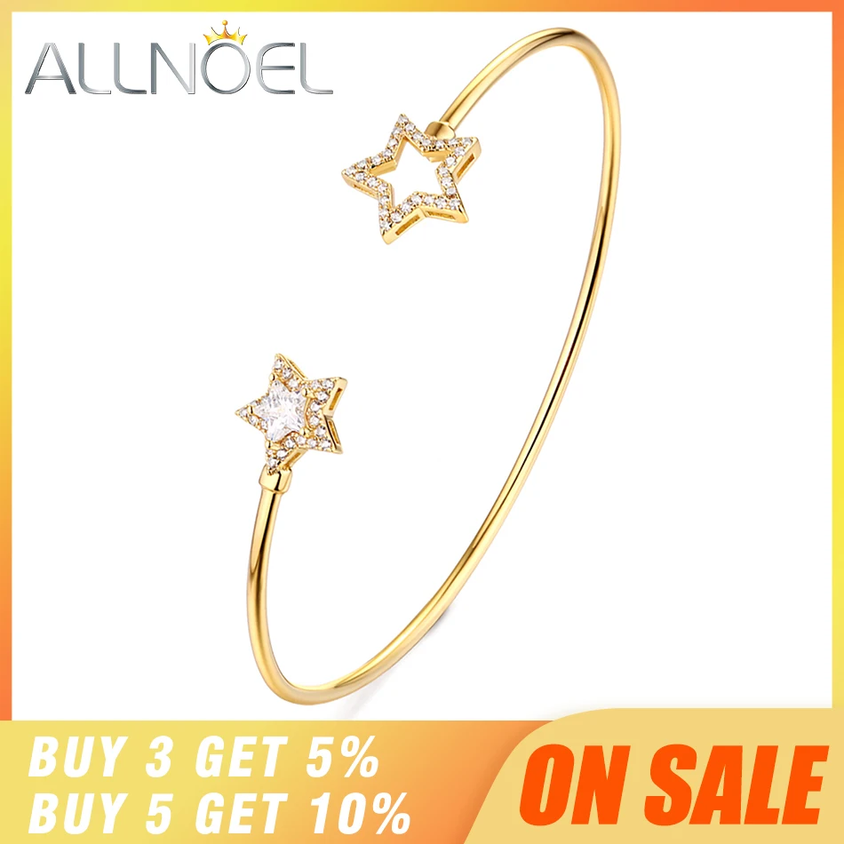ALLNOEL 2019 твердый 925 пробы серебряный роскошный браслет для женщин 14 K золото