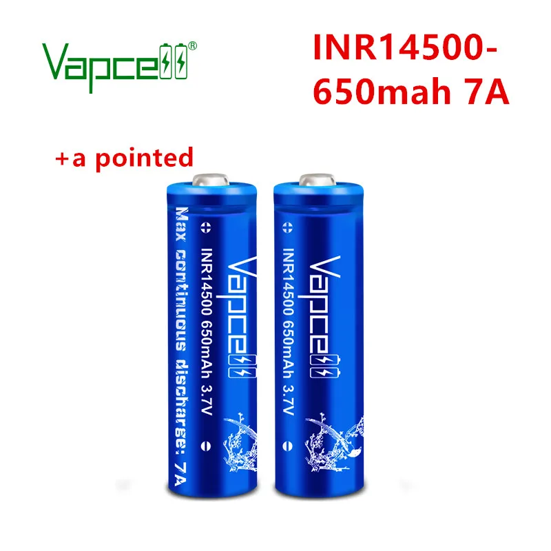Литий ионный аккумулятор Vapcell INR14500 650 мАч 7A 3 7 в 14500 перезаряжаемые литиевые