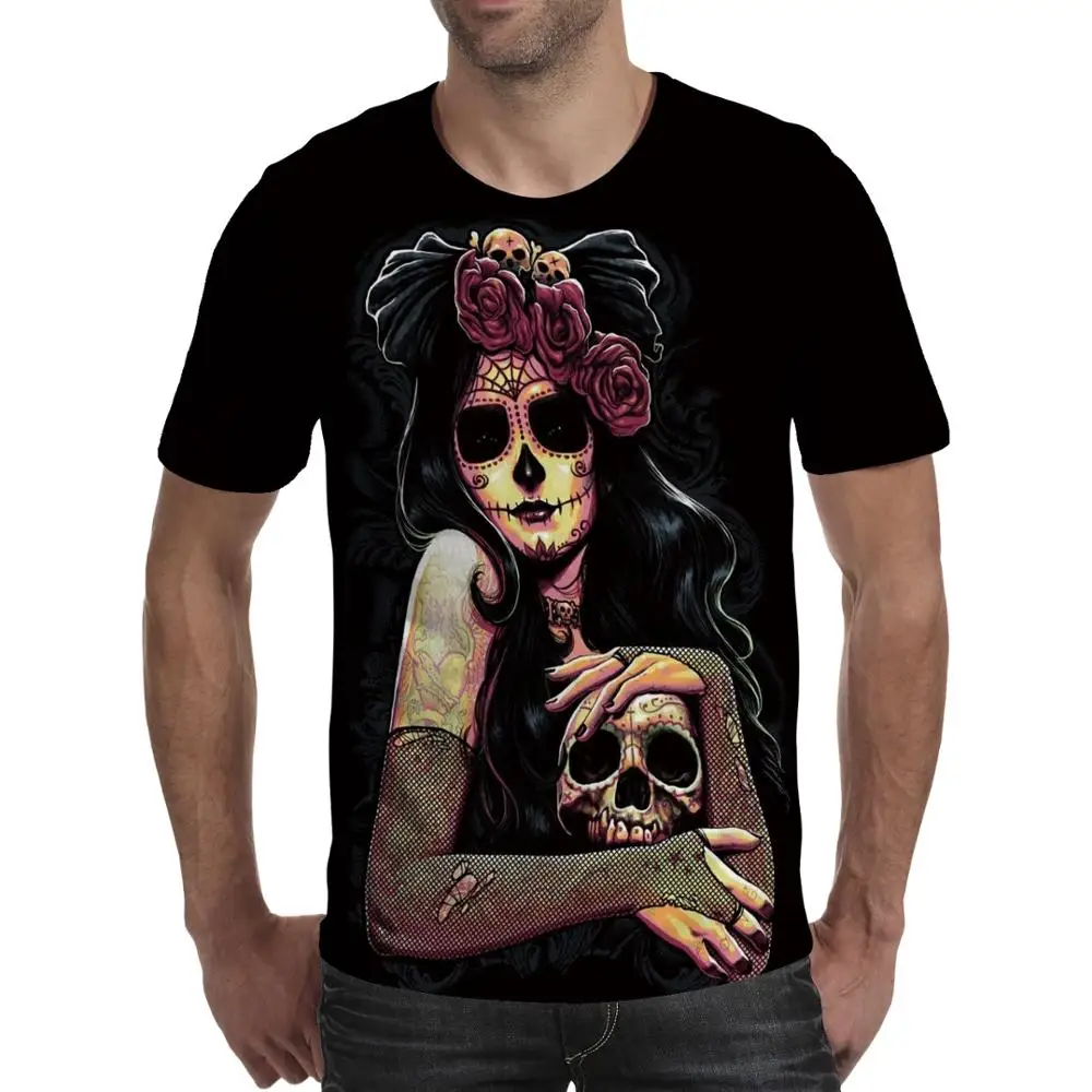 

Men T-shirt vintage Skull 3Dprinting t-shirts Summer Horror Shirt Male Summer Quality Camiseta Short Sleeve O-neck Tops