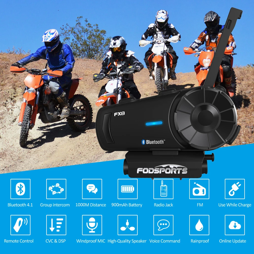 Fodsports 2 шт. FX8 шлем домофон мотоцикл Bluetooth гарнитура 8 Rider 1000 м мото Intercomunicador FM