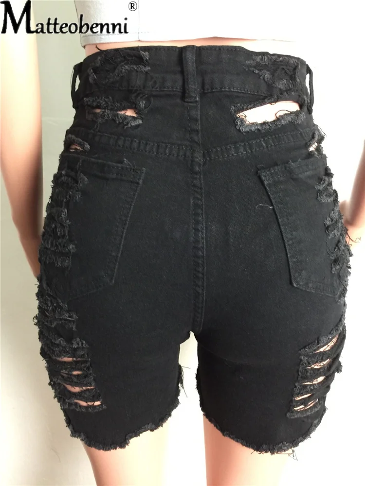 

Fashion Women Plus Size Ripped Short Jeans Sexy Nightclub Wear Ladies New High Waist Tassels Hollow Out Skinny Denim Mini Shorts