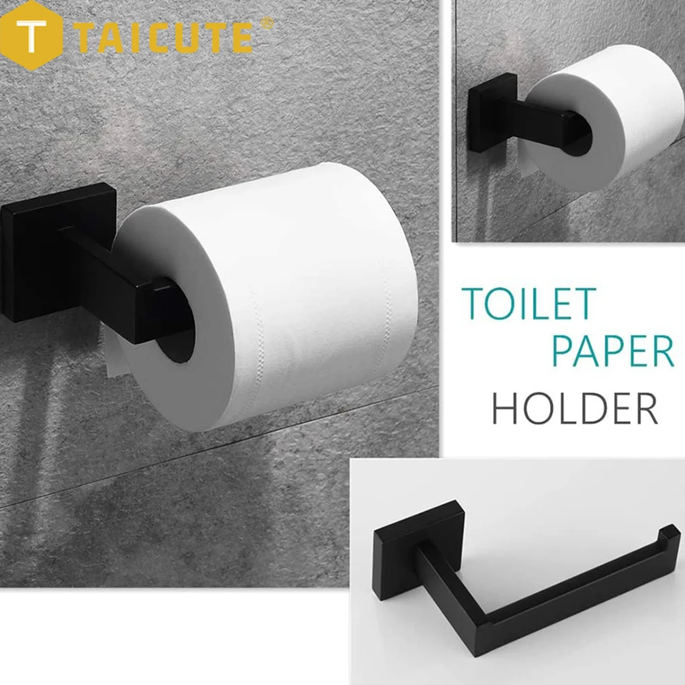 

Держатель для туалетной бумаги TAICUTE с квадратным основанием из нержавеющей стали, вешалка для рулона бумаги, настенное крепление, аксессуар...