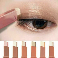 1pcs professional 2 in 1 double color gradient velvet eye shadow stick lazy makeup waterproof lasting shimmer metallic eyeshadow