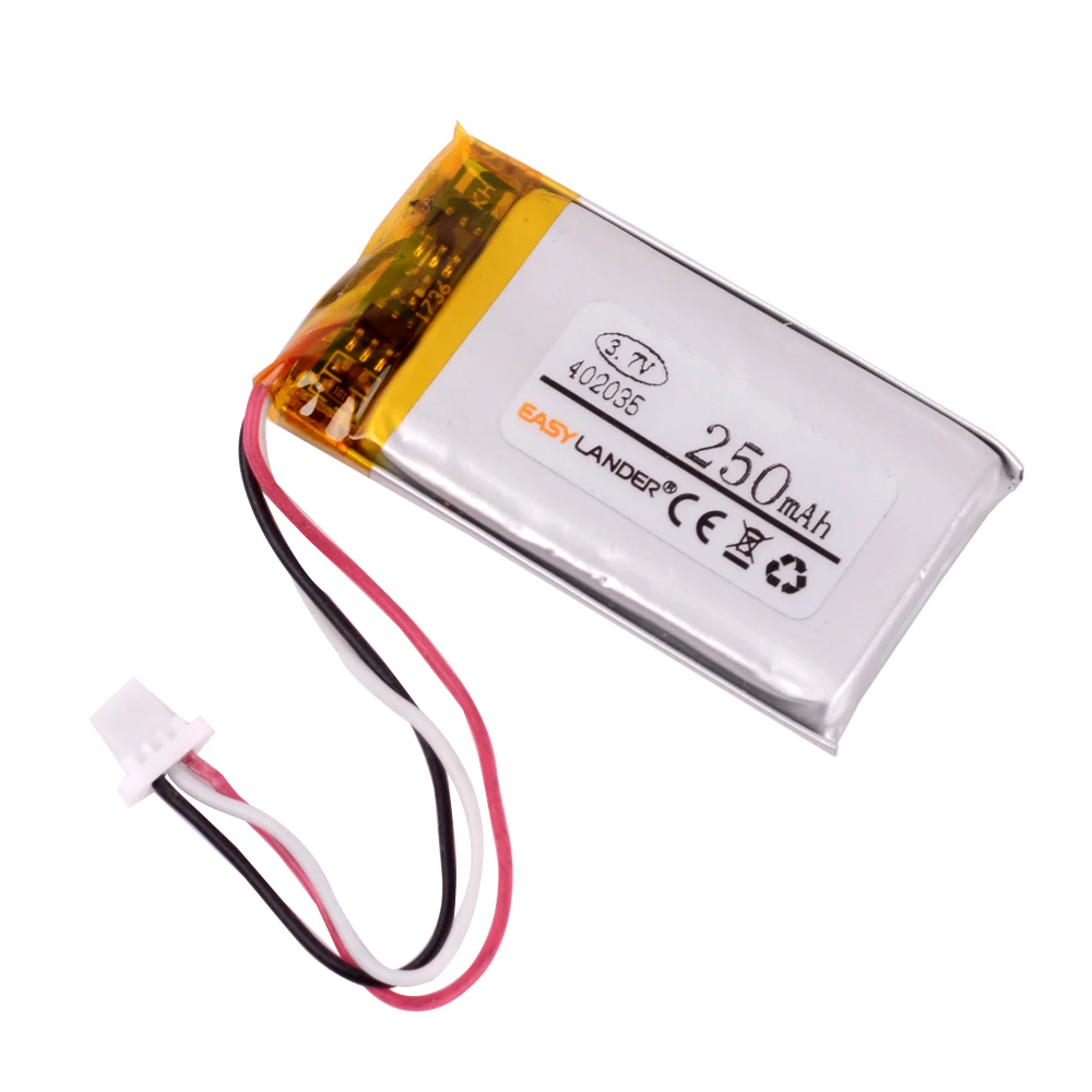 3 7 V 250mAh 402035 литиевая полимерная аккумуляторная батарея JST 1 0mm 3pin 25 3Pin Замена с XIAOYI