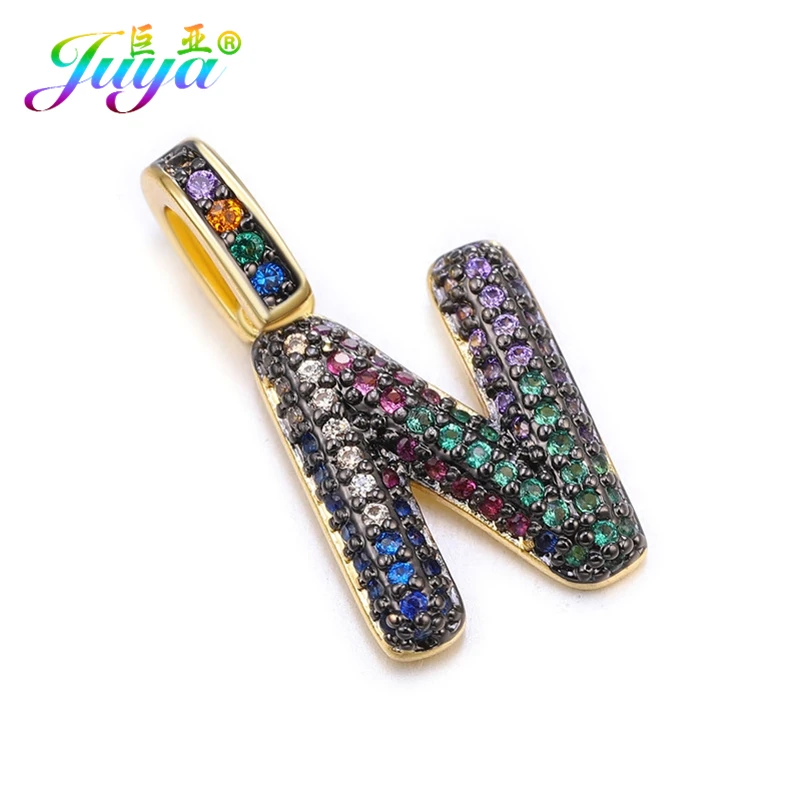 Gold N Juya DIY шнур кожаный вывод многоцветный Циркон с радужным блеском золото 26 буквы алфавита кулоны с надписями поставки - Окраска металла: Gold N