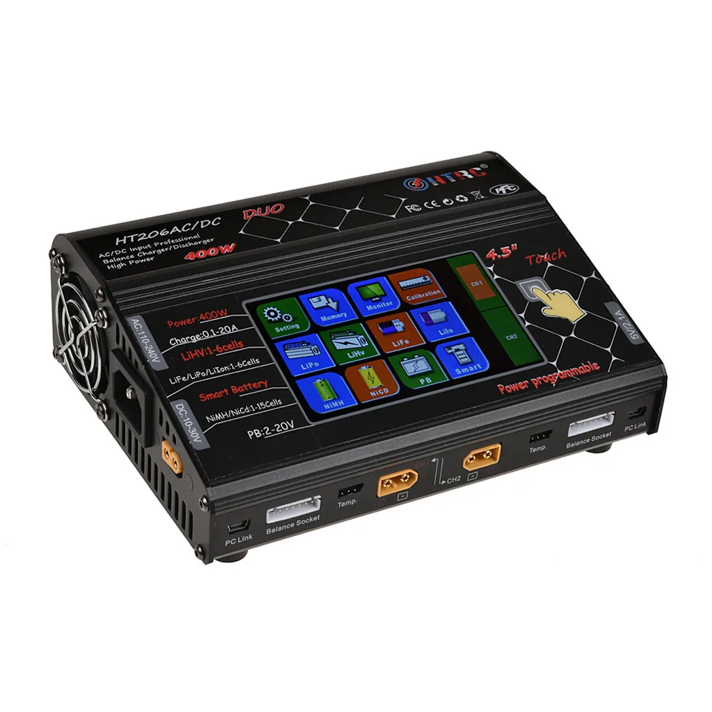 HIINST 22 NEW HTRC HT206 DUO 400w Dual 2 Port RC Modle Lipo Battery Balance Charger Discharger | Игрушки и хобби
