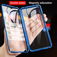 metal magnetic double transparent hd glass screen phone case for xiaomi pocophone x3 nfc poco x3 pro shockproof protective cover