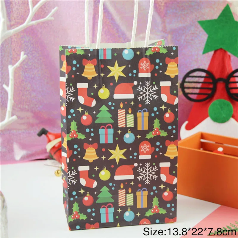 10 шт. Рождественский Подарочный мешок Санта Клаус крафт бумажные пакеты DIY