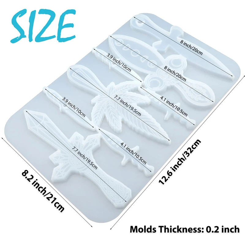 Полимерные формы Floridliving для кинжала 8 разных форм меч с Луной фазовый дизайн