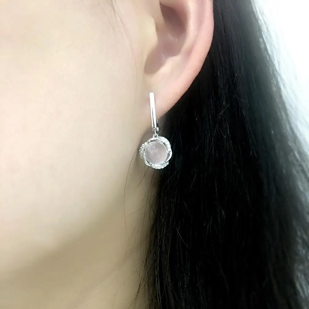 Ювелирные наборы Hutang из розового кварца 925 карата серебро пробы элегантные