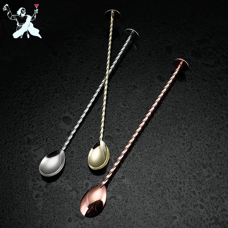

27.5cm Stainless Steel Cocktail Bar Spoon Disc Tail Drink Mixer Bar Mixing Cocktail Layering Bar Spoons