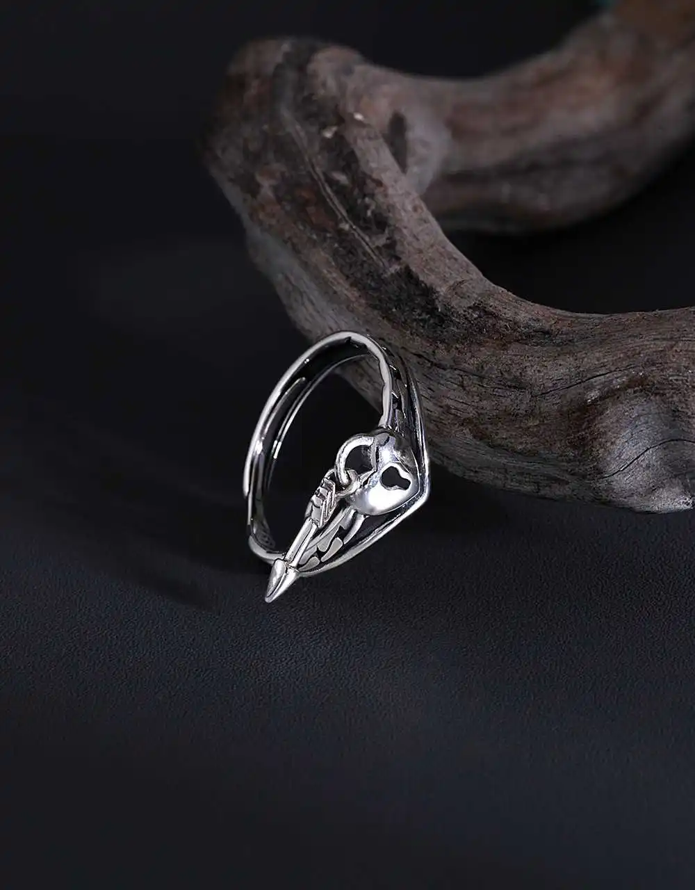 

925 Sterling Silver for Women Ring Simple Korean Creative Arrow Key Love Lock Ring Couple Adjustable Size Handmade Ring