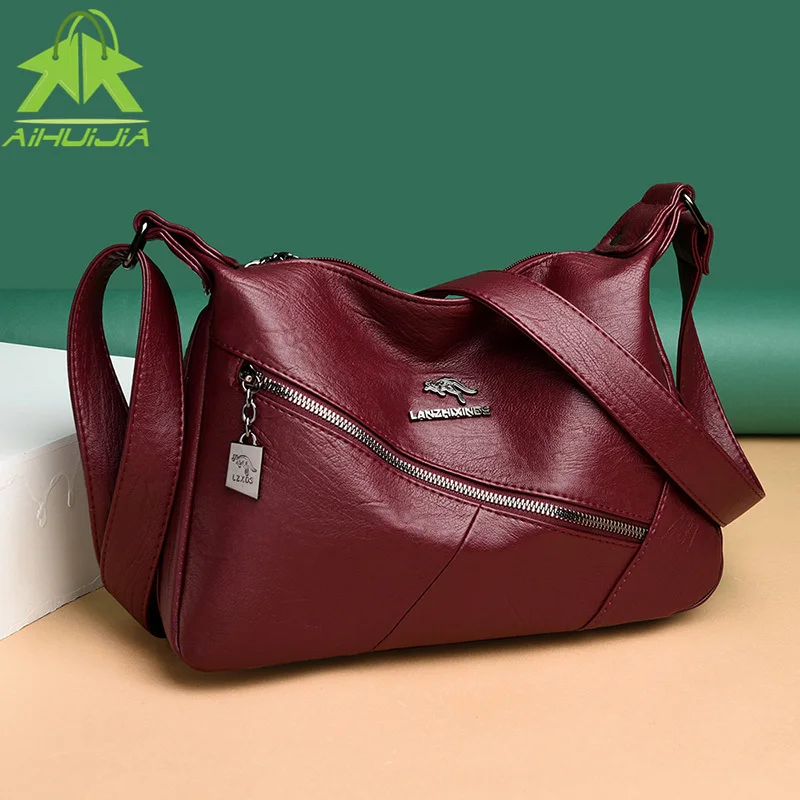 

Fashion High Capacity Ladies Handbag 2021 New High Quality Pu Leather Solid Color Shoulder Bags Simplicity Travel Messenger Bag