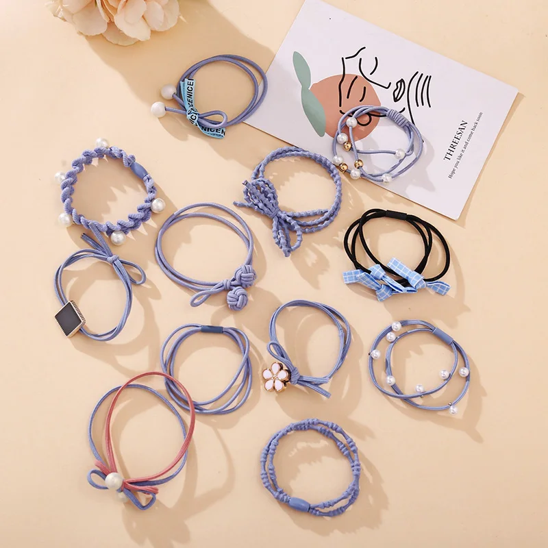 Эластичные резинки для волос с искусственным жемчугом девочек и женщин 12