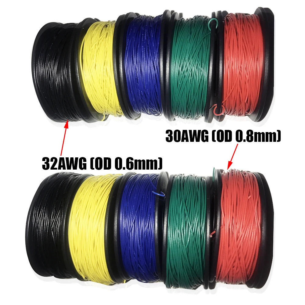 10 м 30AWG 32AWG электронный кабель Луженая медная проволока OD 0,6 мм 0,8 мм Экологически чистая ПВХ монтажная плата соединительный провод 10 цветов