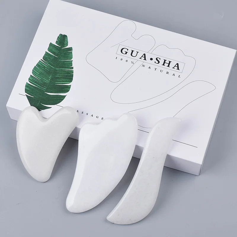 Инструменты для массажа лица Jade Gua sha скребок кузова с натуральным белым нефритом