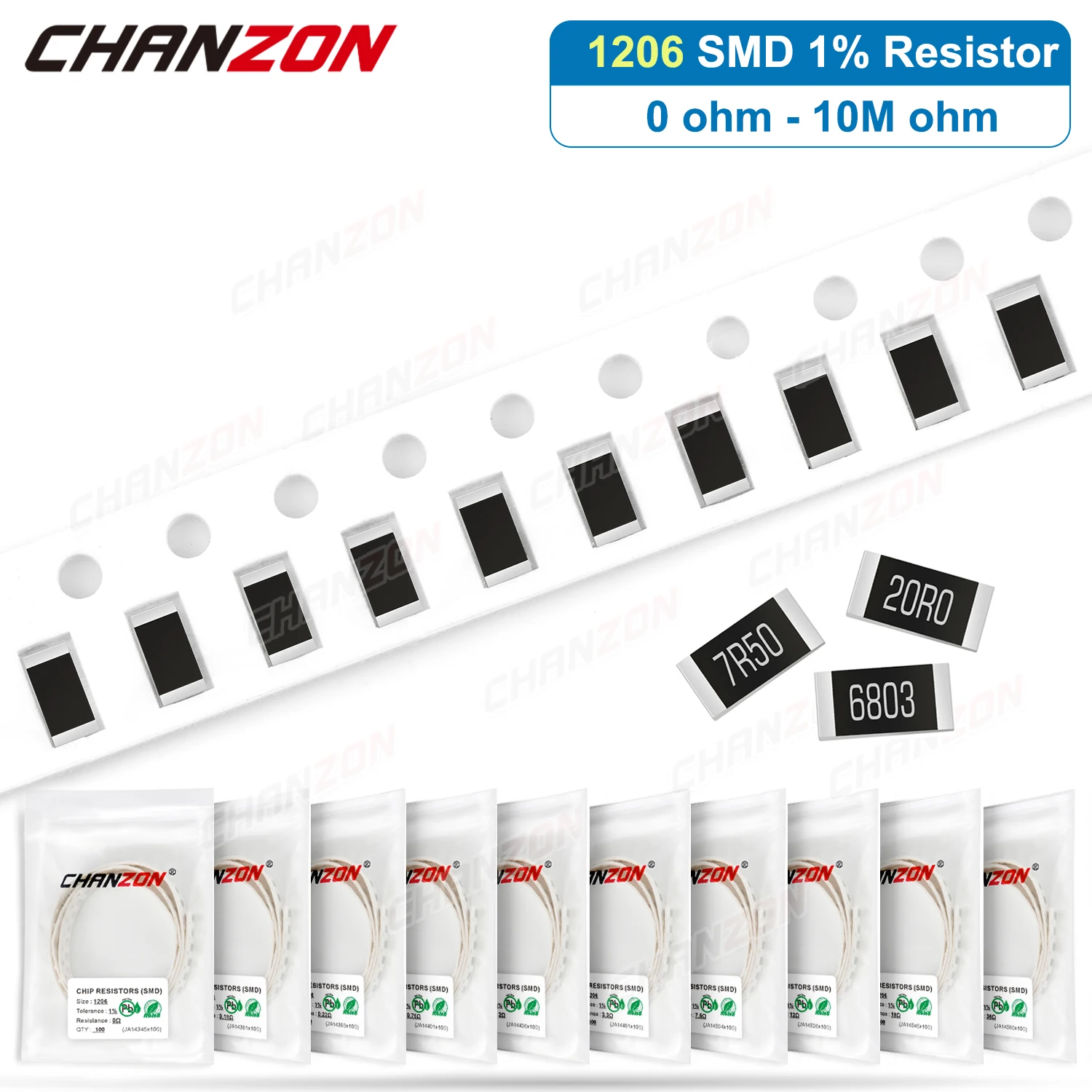 100 шт./лот 1206 1% Высокоточный SMD резистор 0 1 10 220 330 1K 2 K 27K 33K 82K 150K Ohm 3K3 5K6 6K8 4R7