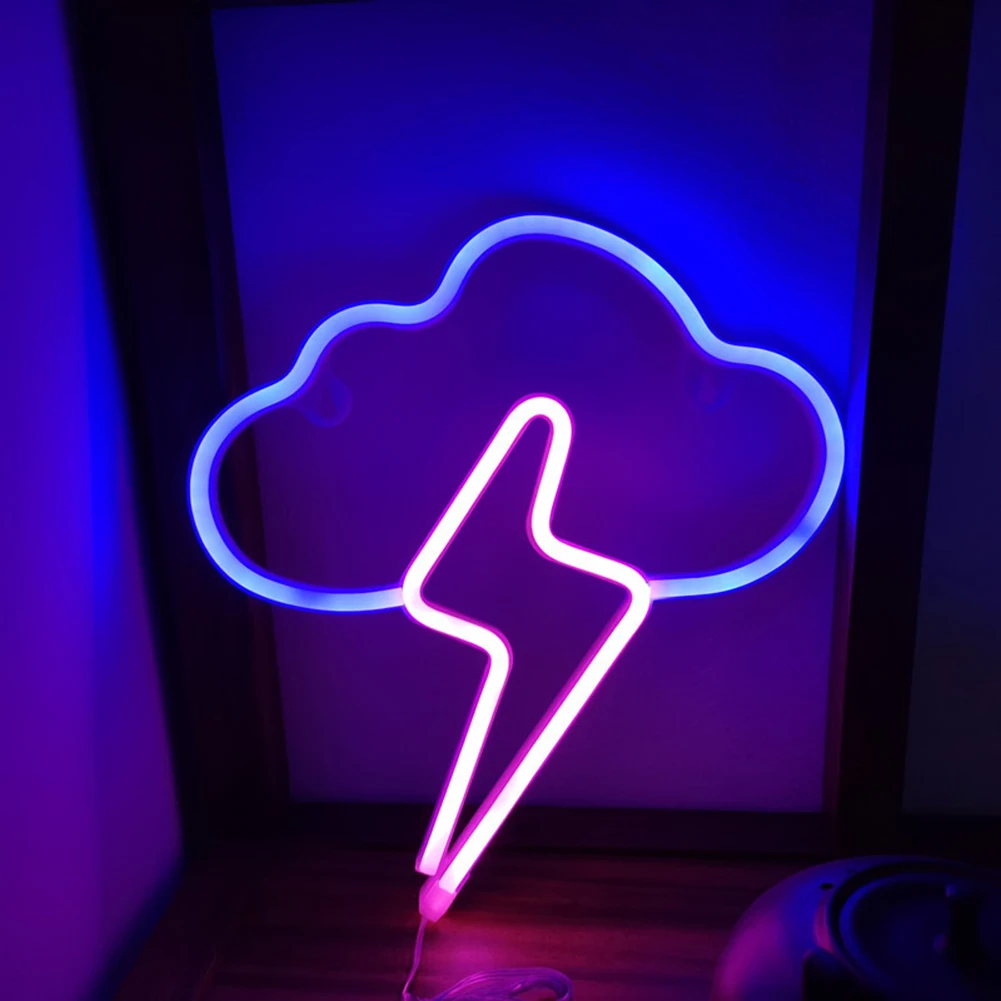 

3D LED Neon Night Light USB Battery Powered Cloud Flash Shaped Home Wall Lamp Table Light Outdoor Waterproof Christmas Decor