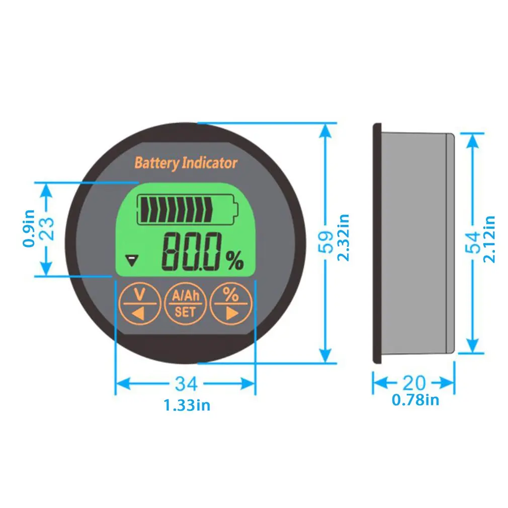 

Tr16 Multifunctional Waterproof Electric Quantity Display Meter Electric Vehicle Battery Power Display With Shell