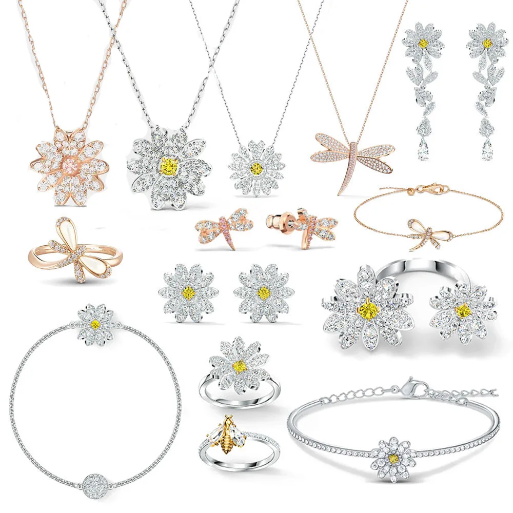 

Swa Christmas Gifts for New Year 2022 Trends Women's Jewelry Girl Daisy Earrings Necklace Dragonfly Necklace