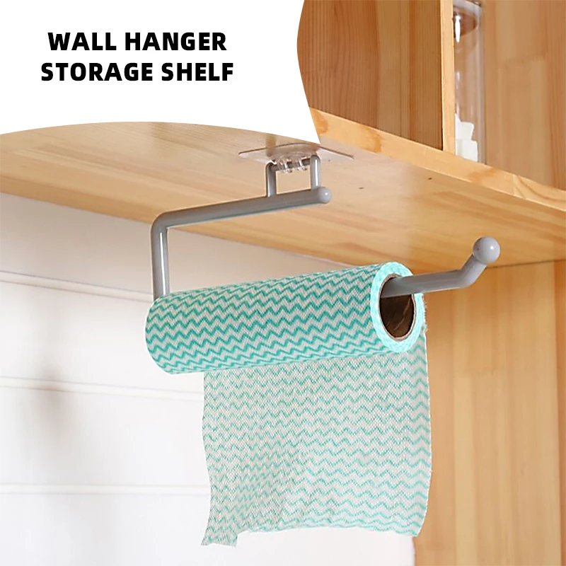 

1PC Kitchen Paper Roll Holder Towel Hanger Rack Bar Cabinet Rag Hanging Holder Bathroom Organizer Shelf Toilet Paper Holders
