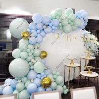 125pcsset baby shower boy party balloons garland arch macaron blue confetti gold ballon kid 1st birthday decoration globos