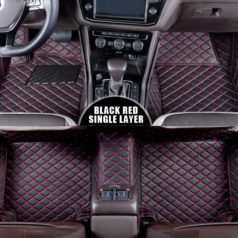 single black red Кожаные автомобильные коврики на заказ для TOYOTA Avensis 2003- Автомобильный Ковер водонепроницаемые автомобильные аксессуары - Название цвета: single black red
