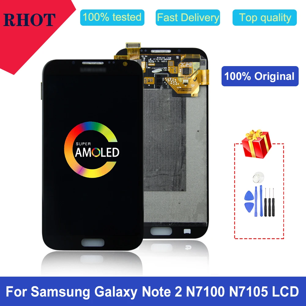 100% протестированный оригинальный AMOLED 5 &quotNote 2 ЖК-экран для Samsung Galaxy Note N7100 N7105