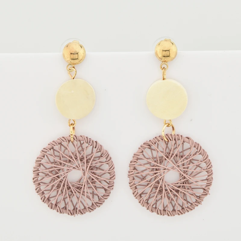 Женские Геометрические серьги корейские круглые деревянные серьги-подвески в