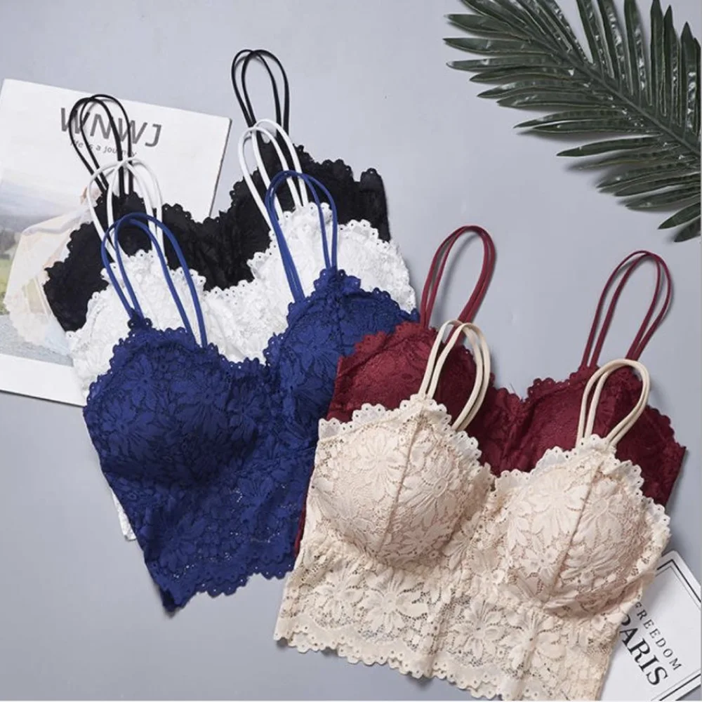 SUKVDOM нижнее белье 2 шт. бюстгальтеры для женщин пуш-ап беспроводной кружевной топ