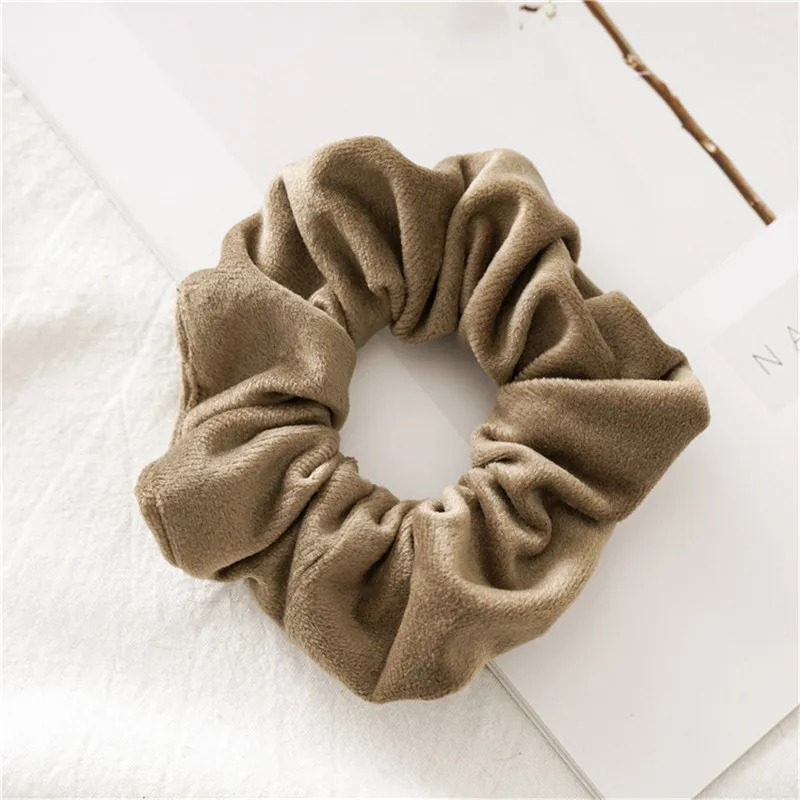 light brown Ruoshui, женские зимние Бархатные резинки для волос, Однотонные резинки для волос, милые аксессуары для волос карамельного цвета, для девушек, конский хвост, заколка для волос - Цвет: light brown