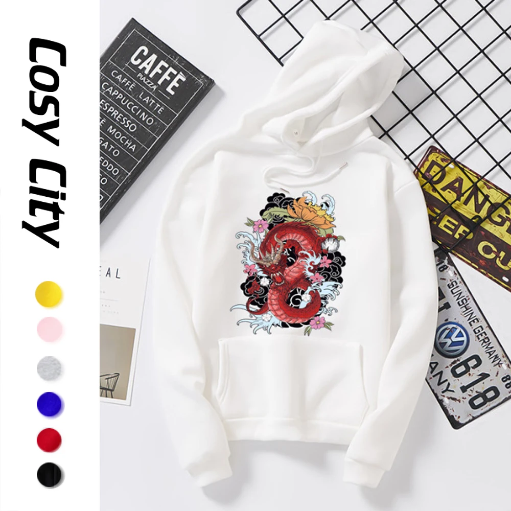 

Women Dragon Hoodies Sweatshirt Hood Pullovers Female Hooded Sweater Long Sleeve Top Pop It XXL Autumn Plus Size Fleece Jacket