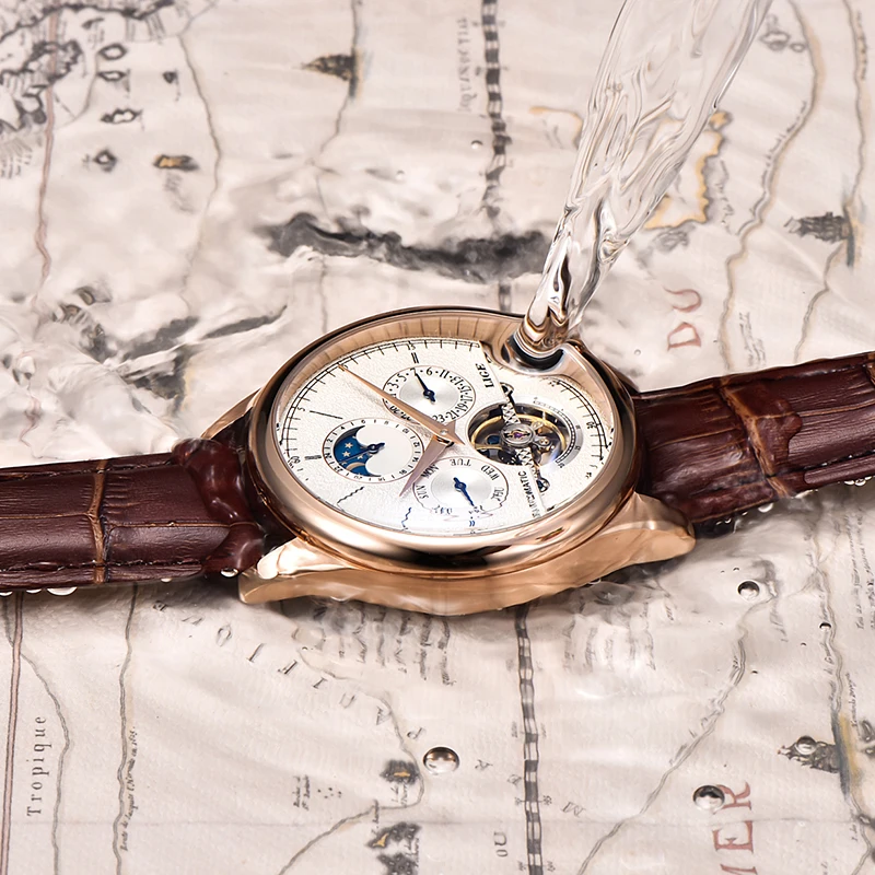 Часы наручные LIGE Мужские автоматические механические брендовые классические