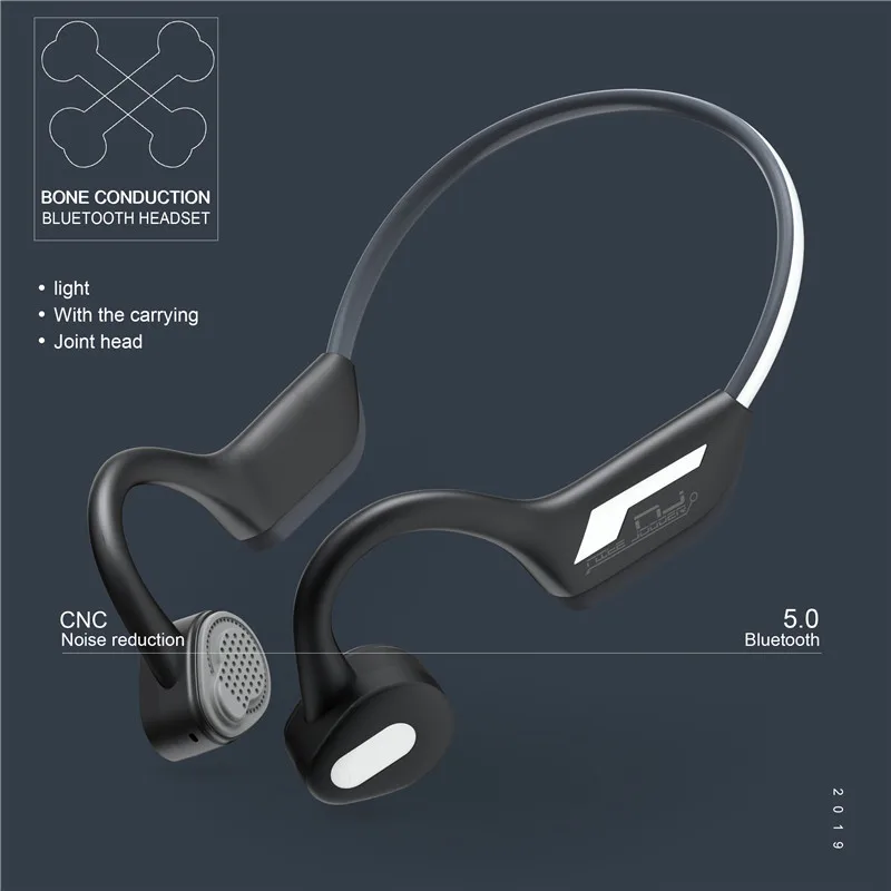 Bluetooth наушники с костной проводимостью, мужские спортивные наушники, не в ухо, висящие на шее, беспроводные бинауральные водонепроницаемые светящиеся наушники D8