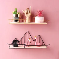 Creative Wooden Wall Mount Floating Shelf Storage Rack Nordic Simple Living Room Wrought Iron Landscape Design Wall Decoration