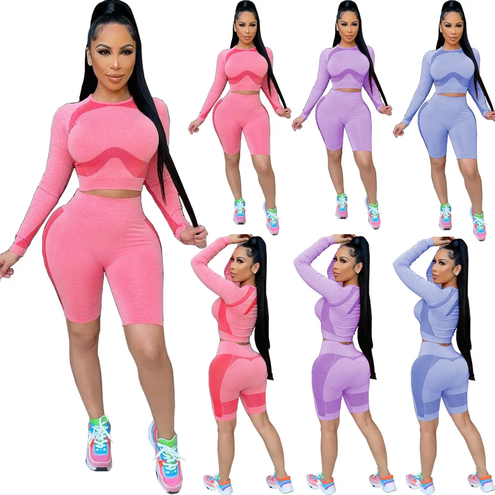 

HAOOHU Cross-border Foreign Trade New Summer Sexy Women's clothing Positioning Digital Printing Tight-fitting Two-piece Suit