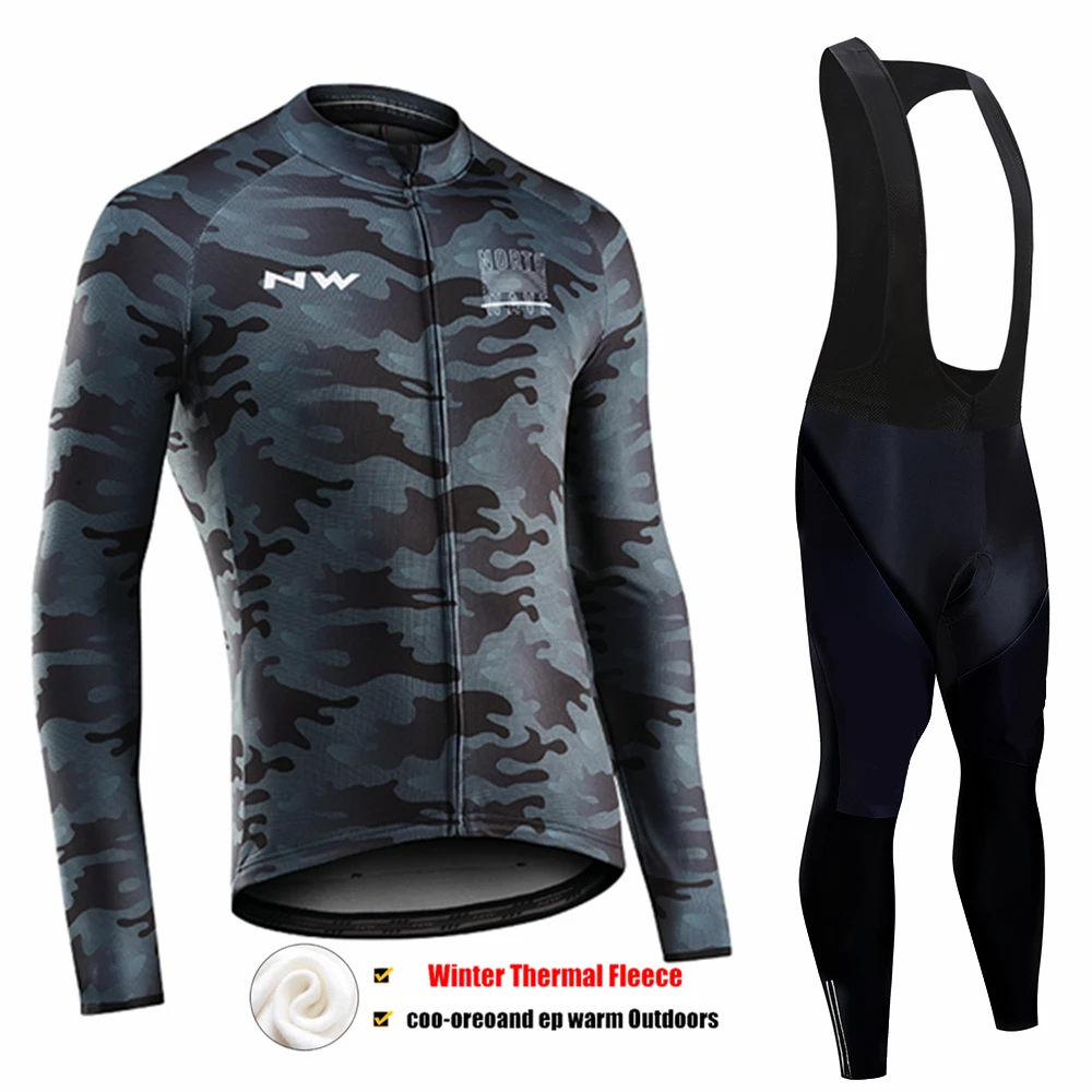 Pic Color Northwave теплая Зимняя Теплая Флисовая велосипедная одежда NW Мужской трикотажный костюм для езды на велосипеде MTB Одежда комбинезон комплект - Цвет: Pic Color