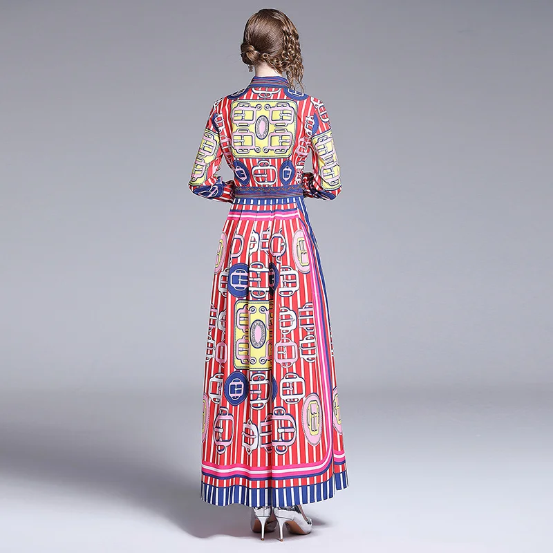 

Spring and summer women's fashion slim slimming all-match high-end positioning geometric printing long-sleeved dress