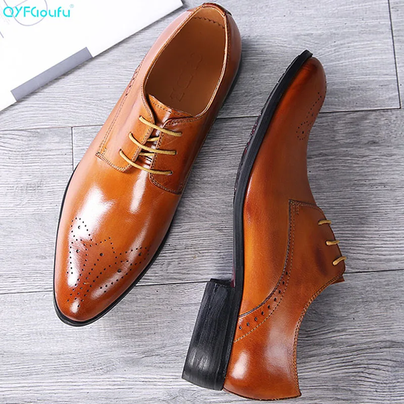 QYFCIOUFU/модные модельные туфли оксфорды для мужчин Цвет черный хаки Свадебные